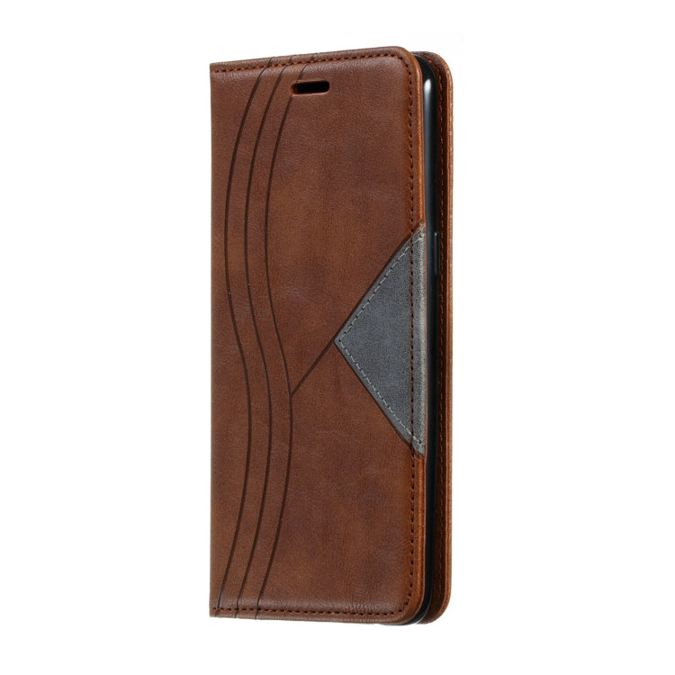 For Galaxy A10s Splicing Color Magnetic Hem Horizontal Flip Leather Case with Holder & Card Slots
