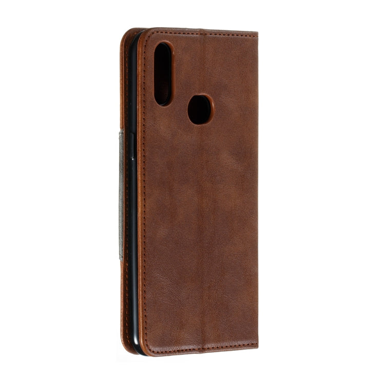 For Galaxy A10s Splicing Color Magnetic Hem Horizontal Flip Leather Case with Holder & Card Slots