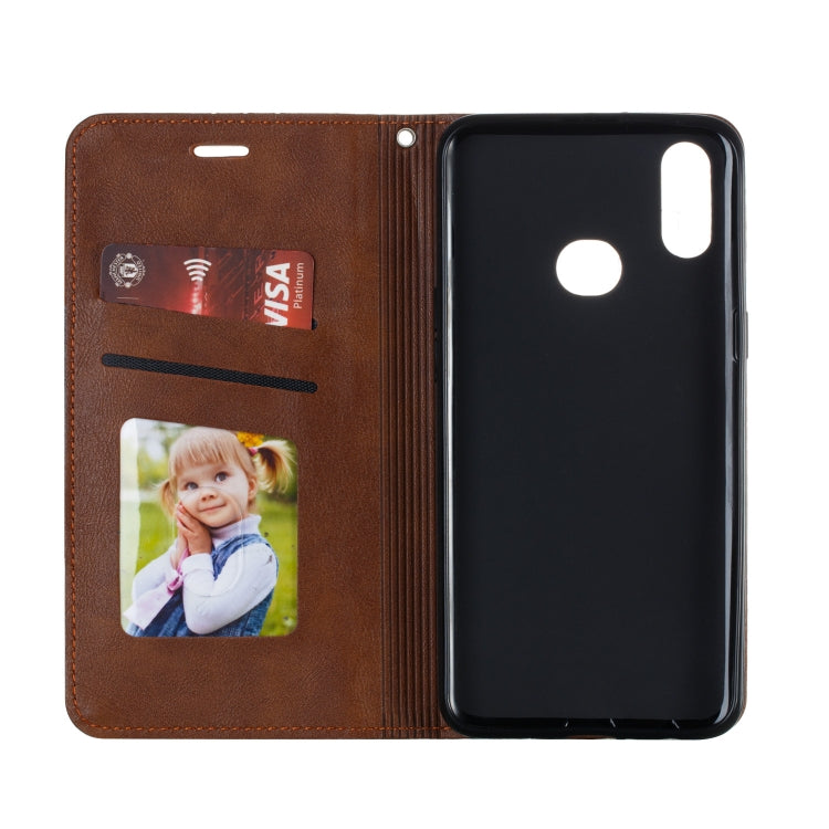 For Galaxy A10s Splicing Color Magnetic Hem Horizontal Flip Leather Case with Holder & Card Slots