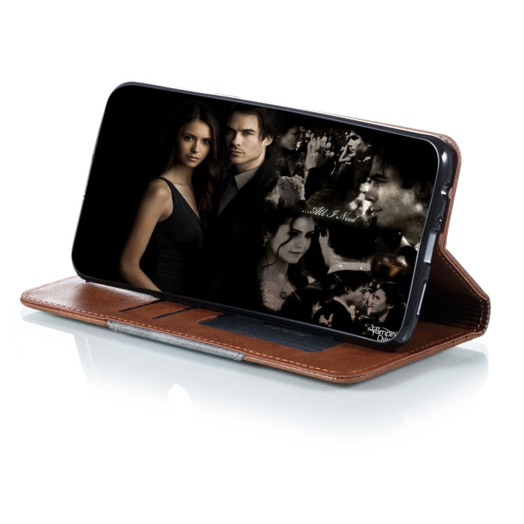 For Galaxy A10s Splicing Color Magnetic Hem Horizontal Flip Leather Case with Holder & Card Slots