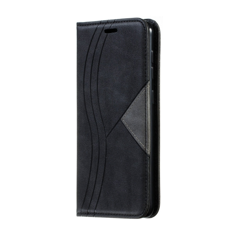 For Galaxy A20 / A30 Splicing Color Magnetic Hem Horizontal Flip Leather Case with Holder & Card Slots