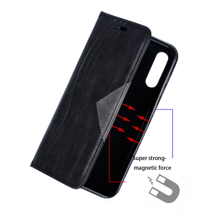 For Galaxy A20 / A30 Splicing Color Magnetic Hem Horizontal Flip Leather Case with Holder & Card Slots