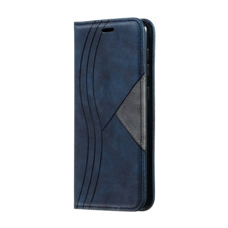 For Galaxy A20 / A30 Splicing Color Magnetic Hem Horizontal Flip Leather Case with Holder & Card Slots