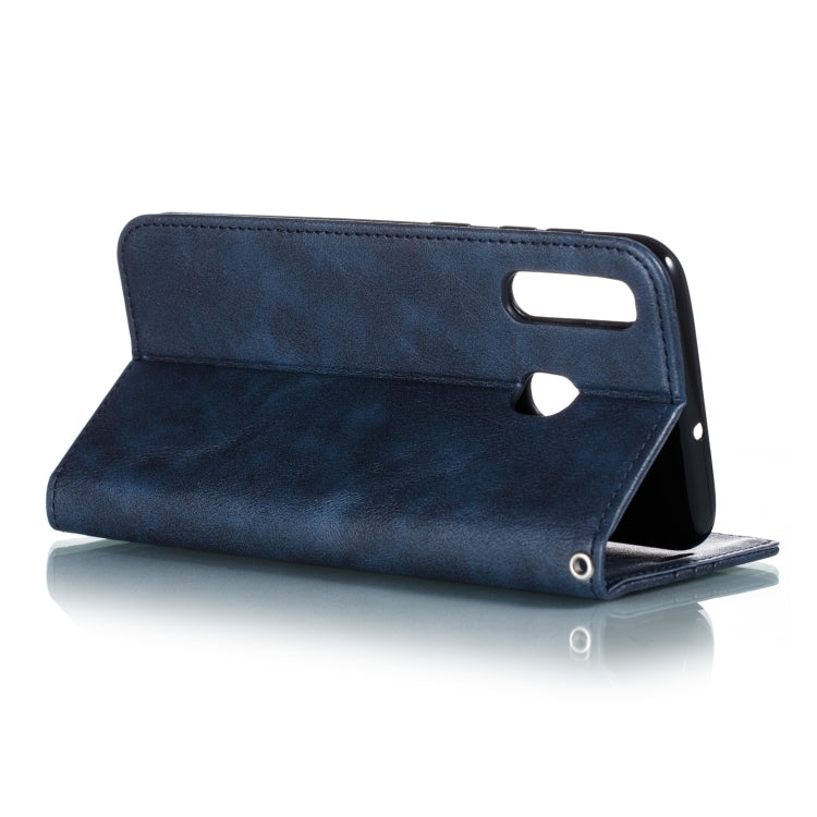For Galaxy A20 / A30 Splicing Color Magnetic Hem Horizontal Flip Leather Case with Holder & Card Slots