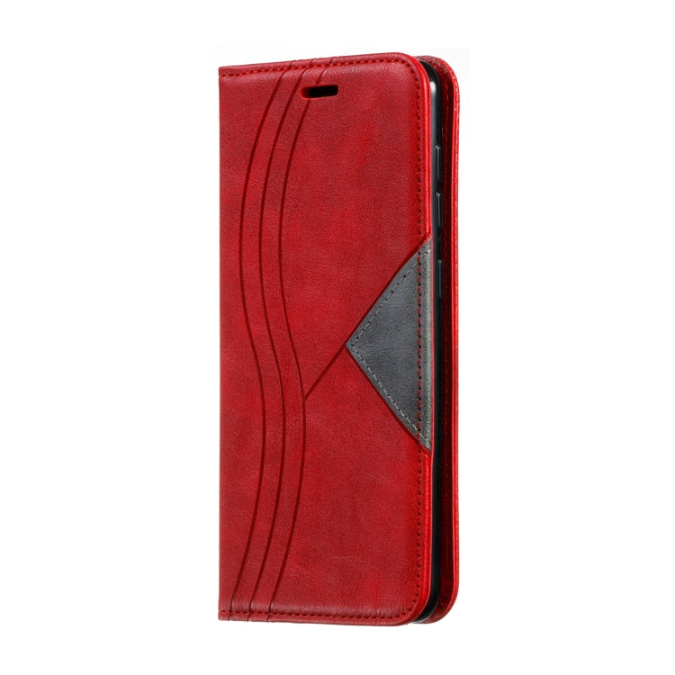 For Galaxy A20 / A30 Splicing Color Magnetic Hem Horizontal Flip Leather Case with Holder & Card Slots
