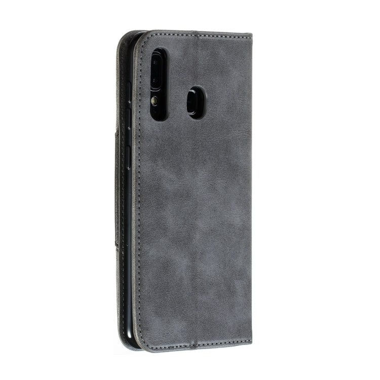 For Galaxy A20 / A30 Splicing Color Magnetic Hem Horizontal Flip Leather Case with Holder & Card Slots