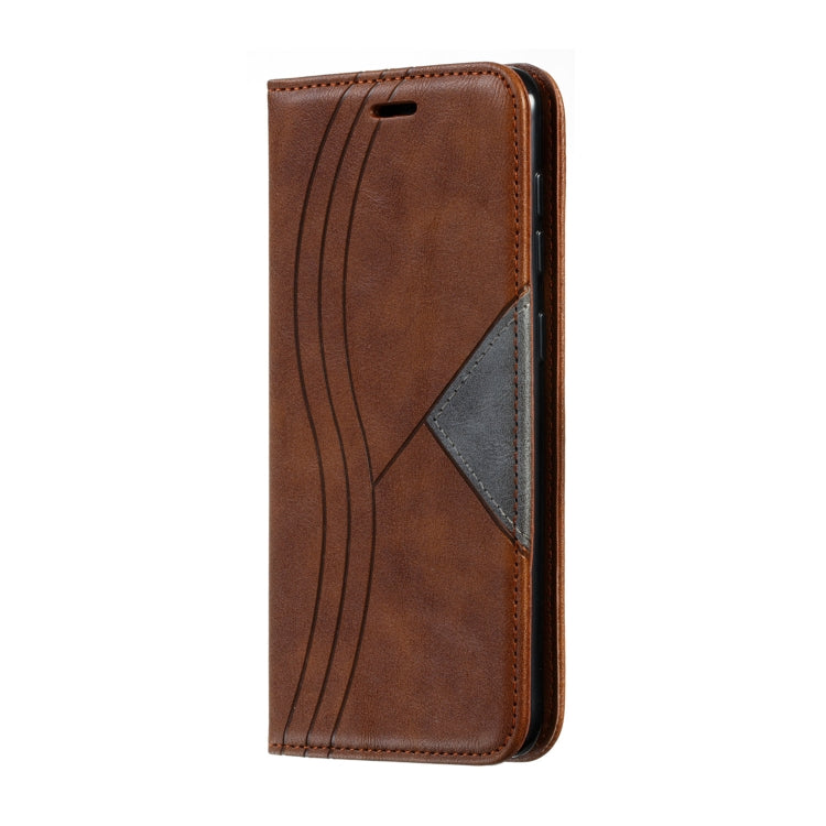 For Galaxy A20 / A30 Splicing Color Magnetic Hem Horizontal Flip Leather Case with Holder & Card Slots