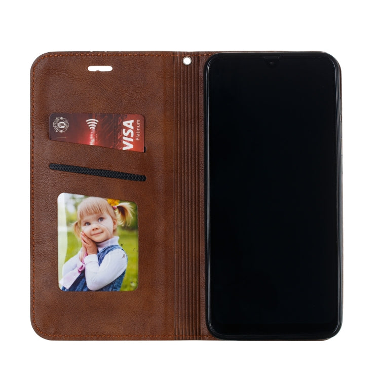 For Galaxy A20 / A30 Splicing Color Magnetic Hem Horizontal Flip Leather Case with Holder & Card Slots