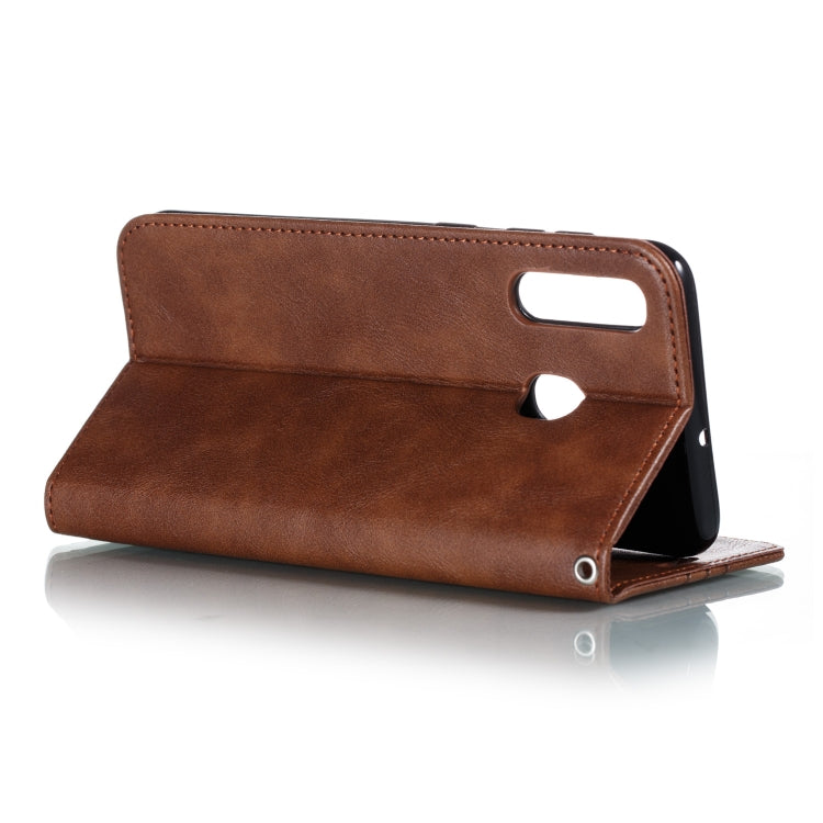 For Galaxy A20 / A30 Splicing Color Magnetic Hem Horizontal Flip Leather Case with Holder & Card Slots