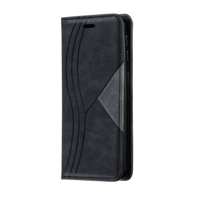 For Galaxy A20e Splicing Color Magnetic Hem Horizontal Flip Leather Case with Holder & Card Slots
