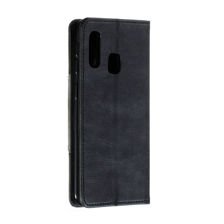 For Galaxy A20e Splicing Color Magnetic Hem Horizontal Flip Leather Case with Holder & Card Slots