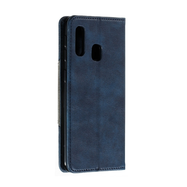 For Galaxy A20e Splicing Color Magnetic Hem Horizontal Flip Leather Case with Holder & Card Slots