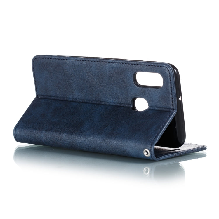 For Galaxy A20e Splicing Color Magnetic Hem Horizontal Flip Leather Case with Holder & Card Slots