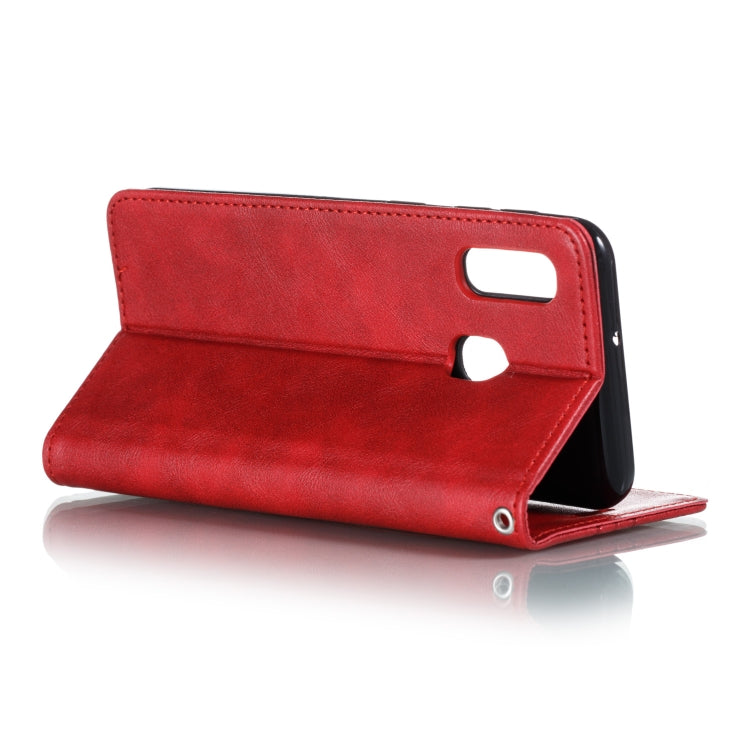 For Galaxy A20e Splicing Color Magnetic Hem Horizontal Flip Leather Case with Holder & Card Slots