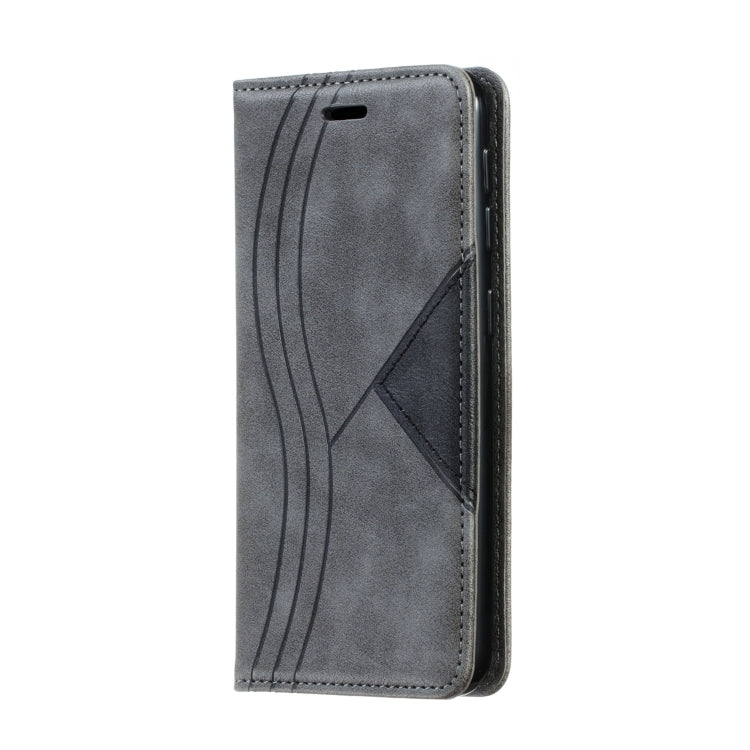For Galaxy A20e Splicing Color Magnetic Hem Horizontal Flip Leather Case with Holder & Card Slots