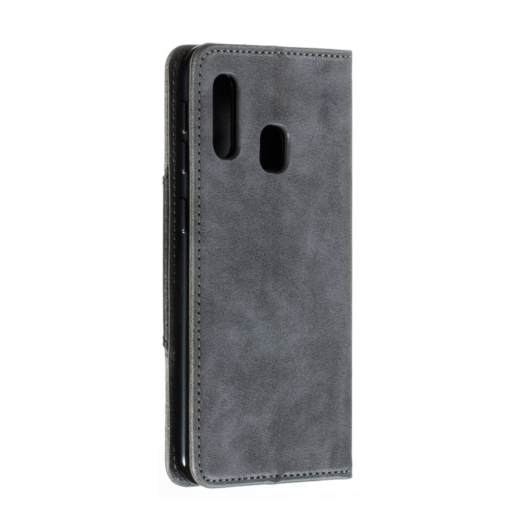 For Galaxy A20e Splicing Color Magnetic Hem Horizontal Flip Leather Case with Holder & Card Slots