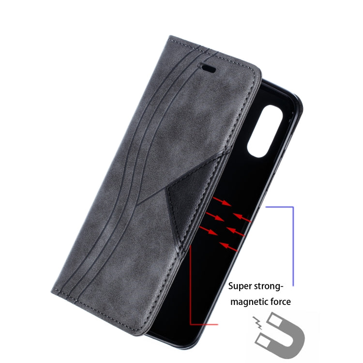 For Galaxy A20e Splicing Color Magnetic Hem Horizontal Flip Leather Case with Holder & Card Slots