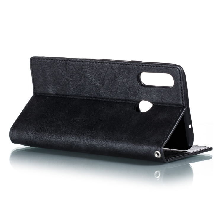 For Galaxy A20s Splicing Color Magnetic Hem Horizontal Flip Leather Case with Holder & Card Slots