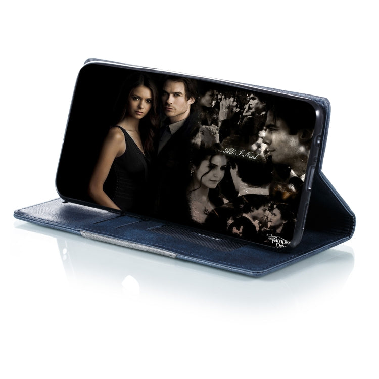 For Galaxy A20s Splicing Color Magnetic Hem Horizontal Flip Leather Case with Holder & Card Slots