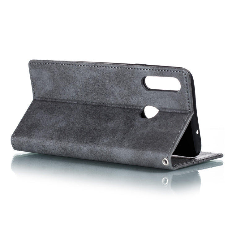 For Galaxy A20s Splicing Color Magnetic Hem Horizontal Flip Leather Case with Holder & Card Slots