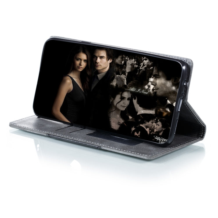 For Galaxy A20s Splicing Color Magnetic Hem Horizontal Flip Leather Case with Holder & Card Slots