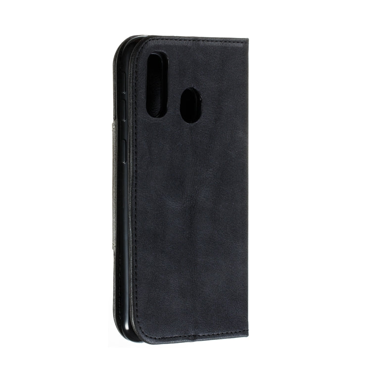 For Galaxy A40 Splicing Color Magnetic Hem Horizontal Flip Leather Case with Holder & Card Slots