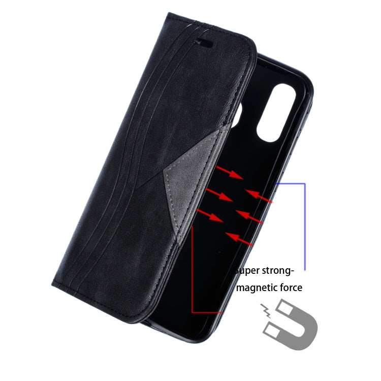 For Galaxy A40 Splicing Color Magnetic Hem Horizontal Flip Leather Case with Holder & Card Slots