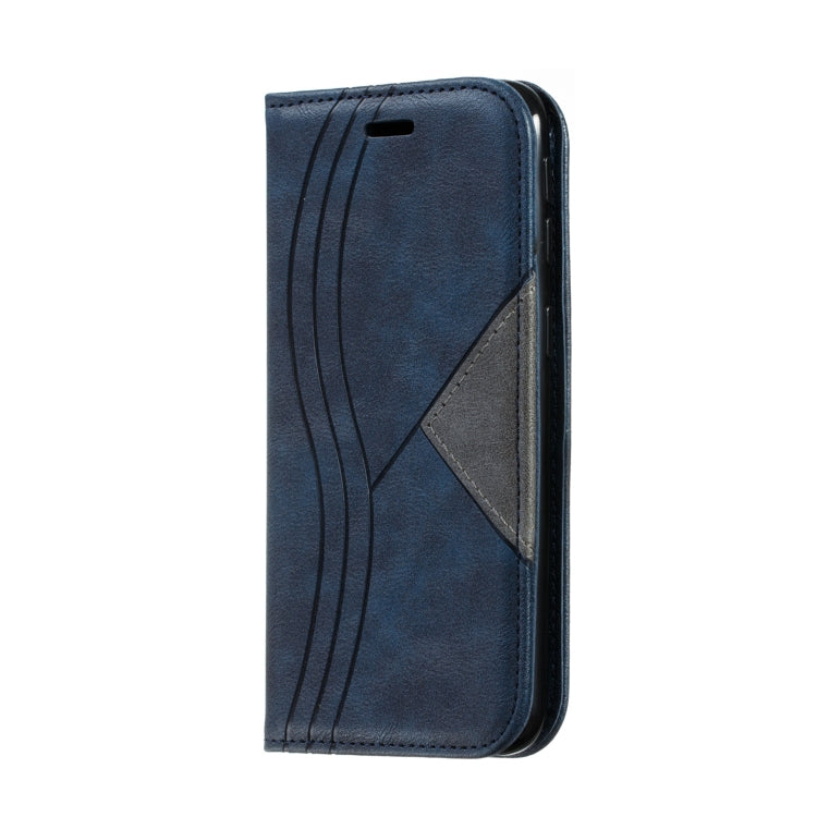 For Galaxy A40 Splicing Color Magnetic Hem Horizontal Flip Leather Case with Holder & Card Slots