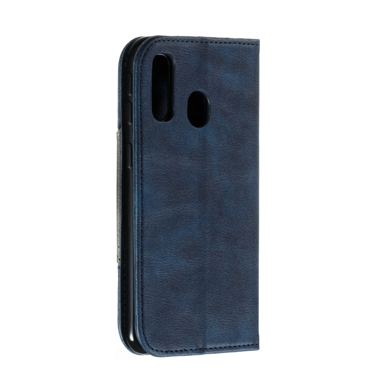 For Galaxy A40 Splicing Color Magnetic Hem Horizontal Flip Leather Case with Holder & Card Slots