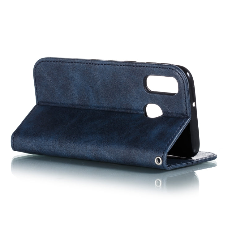 For Galaxy A40 Splicing Color Magnetic Hem Horizontal Flip Leather Case with Holder & Card Slots