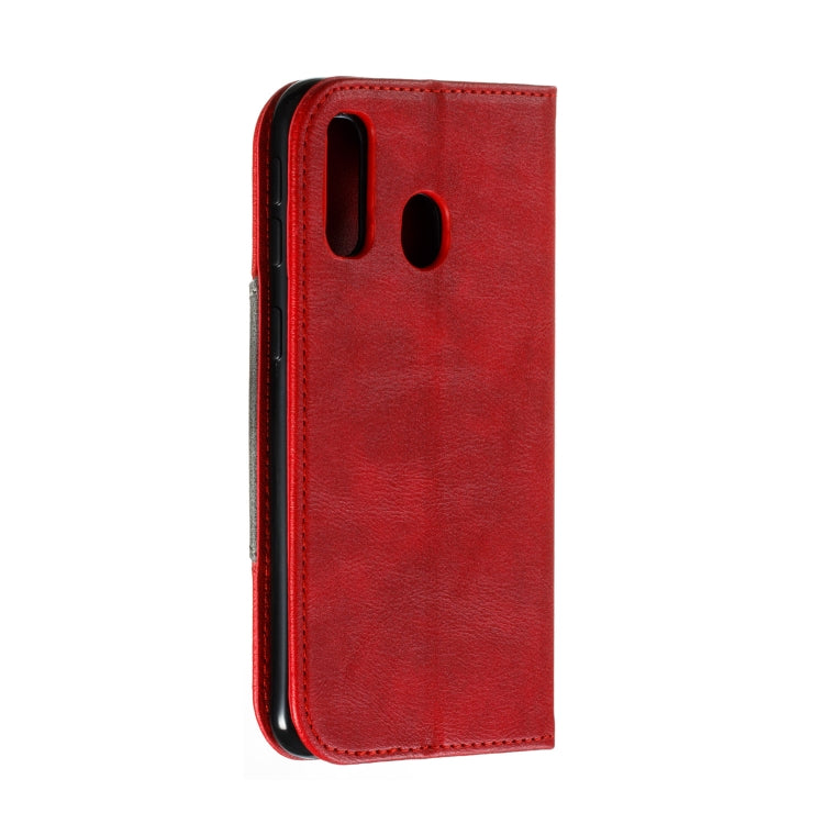 For Galaxy A40 Splicing Color Magnetic Hem Horizontal Flip Leather Case with Holder & Card Slots