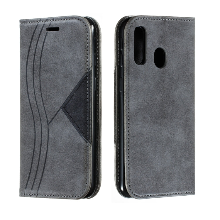 For Galaxy A40 Splicing Color Magnetic Hem Horizontal Flip Leather Case with Holder & Card Slots