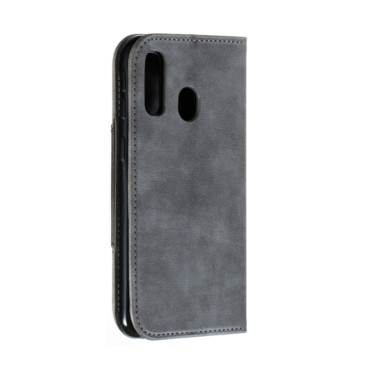 For Galaxy A40 Splicing Color Magnetic Hem Horizontal Flip Leather Case with Holder & Card Slots
