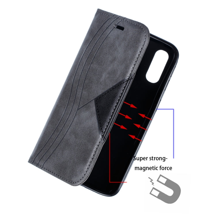 For Galaxy A40 Splicing Color Magnetic Hem Horizontal Flip Leather Case with Holder & Card Slots