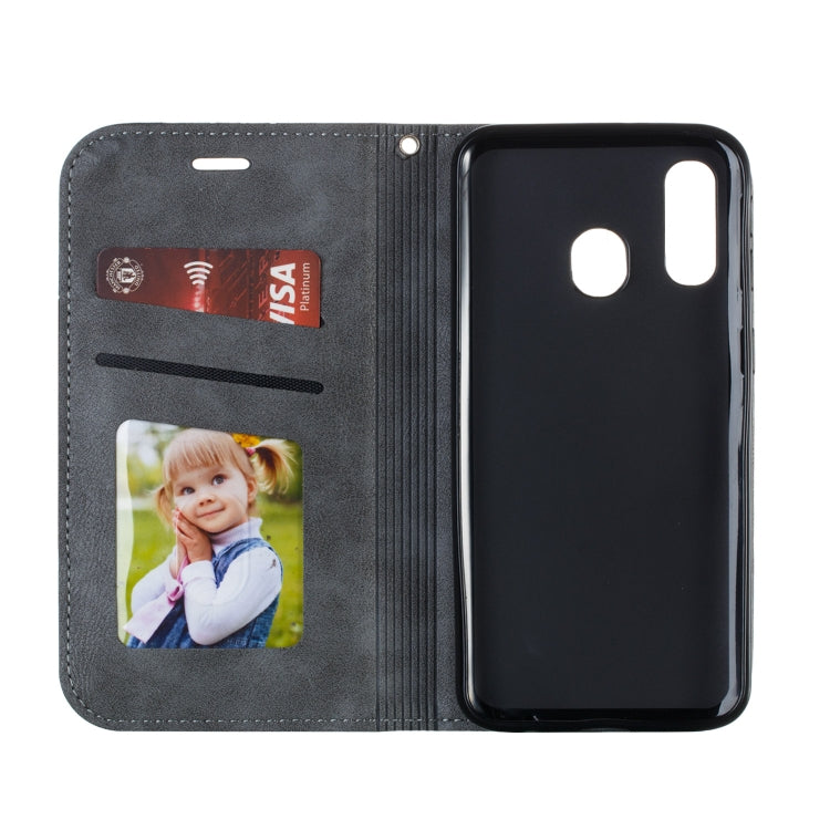 For Galaxy A40 Splicing Color Magnetic Hem Horizontal Flip Leather Case with Holder & Card Slots