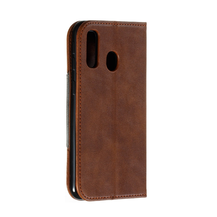 For Galaxy A40 Splicing Color Magnetic Hem Horizontal Flip Leather Case with Holder & Card Slots