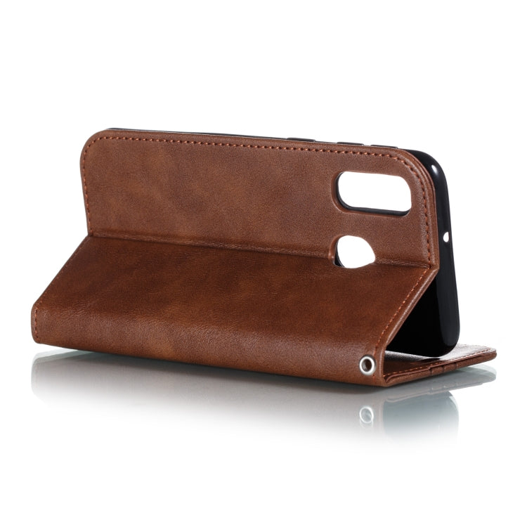 For Galaxy A40 Splicing Color Magnetic Hem Horizontal Flip Leather Case with Holder & Card Slots