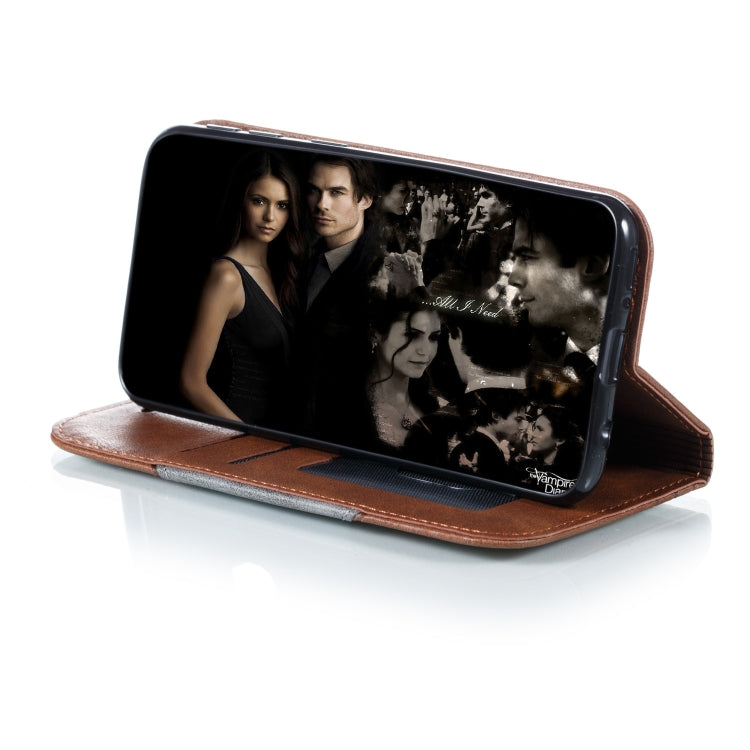 For Galaxy A40 Splicing Color Magnetic Hem Horizontal Flip Leather Case with Holder & Card Slots