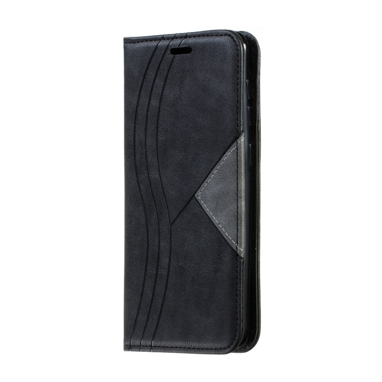 For Galaxy A50 Splicing Color Magnetic Hem Horizontal Flip Leather Case with Holder & Card Slots