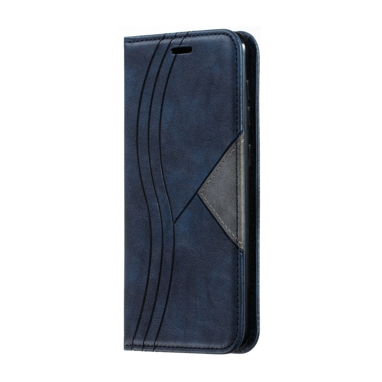 For Galaxy A50 Splicing Color Magnetic Hem Horizontal Flip Leather Case with Holder & Card Slots
