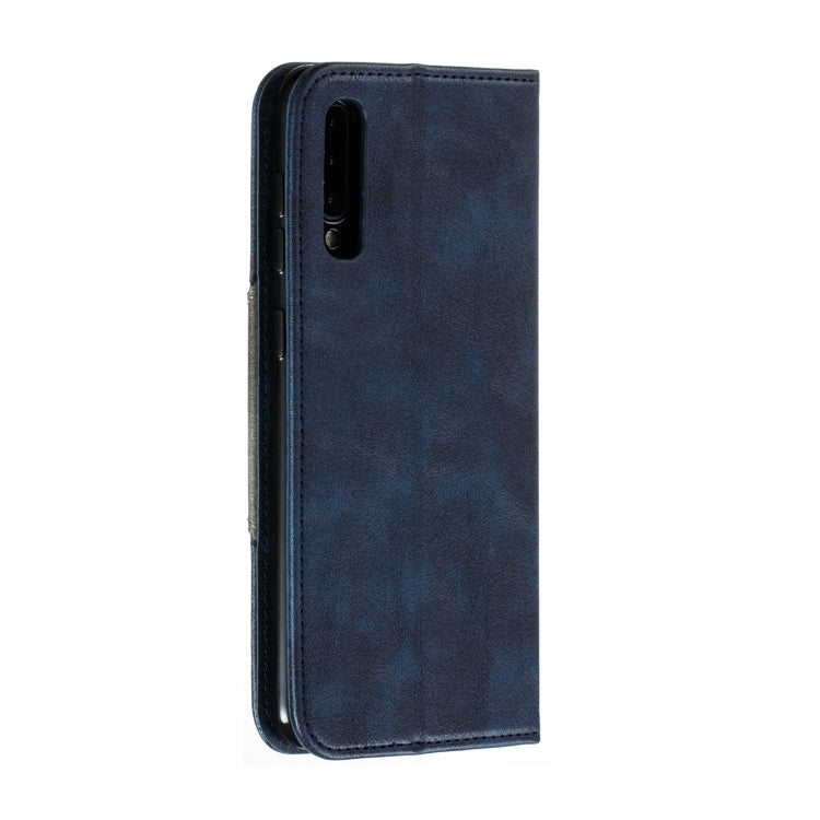 For Galaxy A50 Splicing Color Magnetic Hem Horizontal Flip Leather Case with Holder & Card Slots