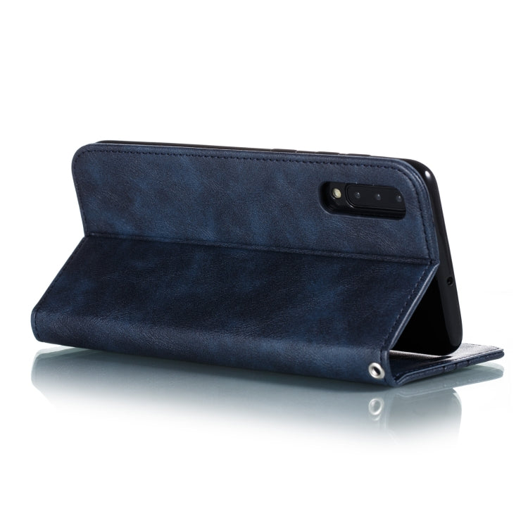 For Galaxy A50 Splicing Color Magnetic Hem Horizontal Flip Leather Case with Holder & Card Slots
