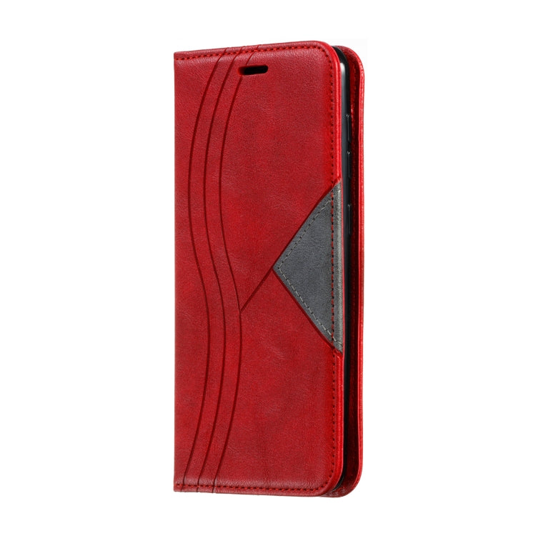 For Galaxy A50 Splicing Color Magnetic Hem Horizontal Flip Leather Case with Holder & Card Slots