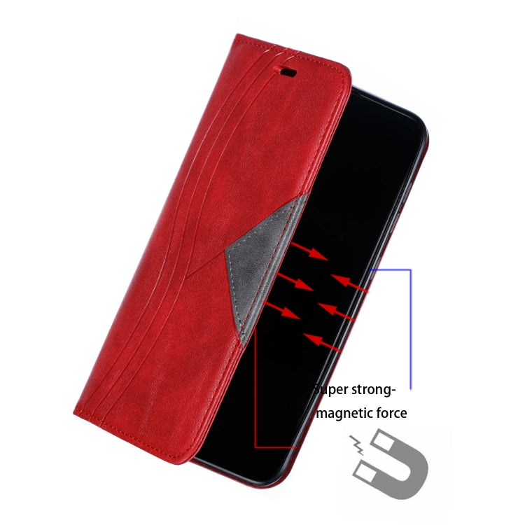 For Galaxy A50 Splicing Color Magnetic Hem Horizontal Flip Leather Case with Holder & Card Slots