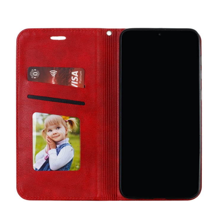 For Galaxy A50 Splicing Color Magnetic Hem Horizontal Flip Leather Case with Holder & Card Slots