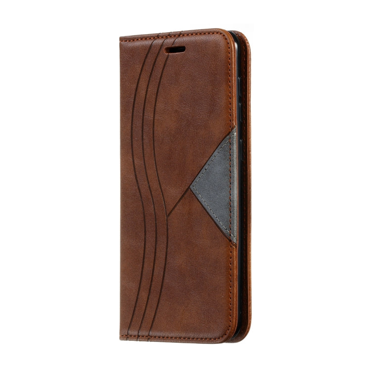 For Galaxy A50 Splicing Color Magnetic Hem Horizontal Flip Leather Case with Holder & Card Slots