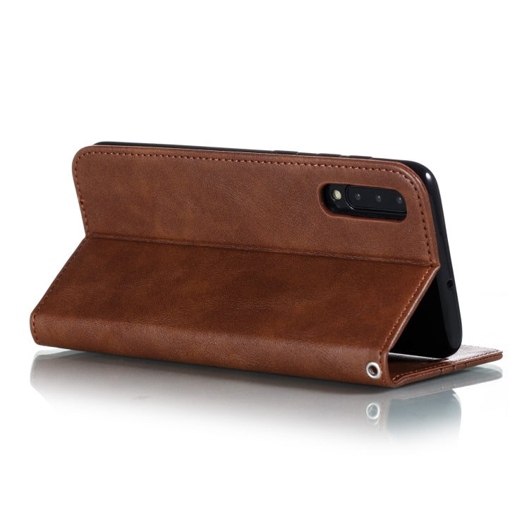 For Galaxy A50 Splicing Color Magnetic Hem Horizontal Flip Leather Case with Holder & Card Slots
