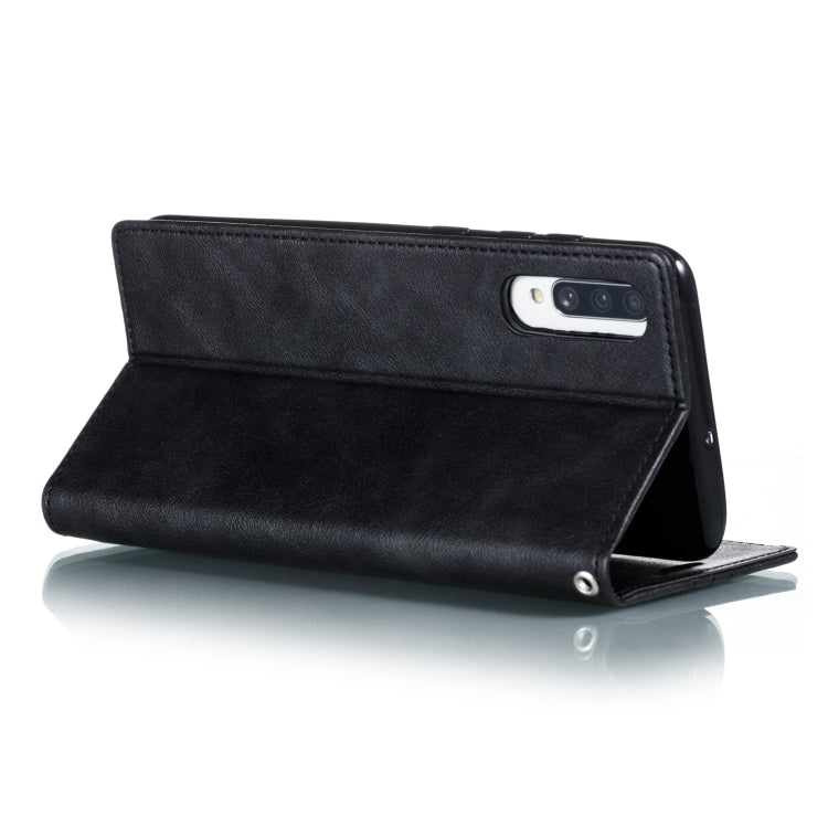 For Galaxy A70 Splicing Color Magnetic Hem Horizontal Flip Leather Case with Holder & Card Slots