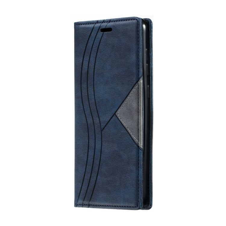 For Galaxy A70 Splicing Color Magnetic Hem Horizontal Flip Leather Case with Holder & Card Slots