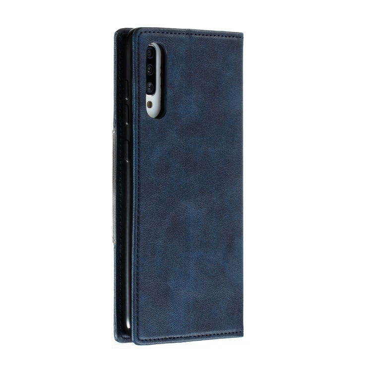 For Galaxy A70 Splicing Color Magnetic Hem Horizontal Flip Leather Case with Holder & Card Slots